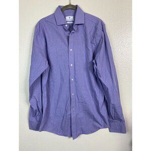Ryan Seacrest Distinction Men Slim Fit Non-Iron Dress Shirt Size 15 34/35 Purple